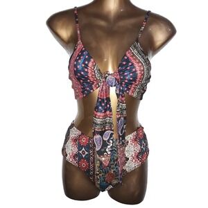 NIP Bear Dance Sz Sm Moroccan Print Bra Top & Hipster Panty Set